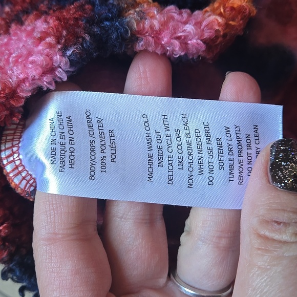 NWOT SAGE Collective Women's Red Faux Shearling Pullover Quarter Zip Sz L - Picture 9 of 9